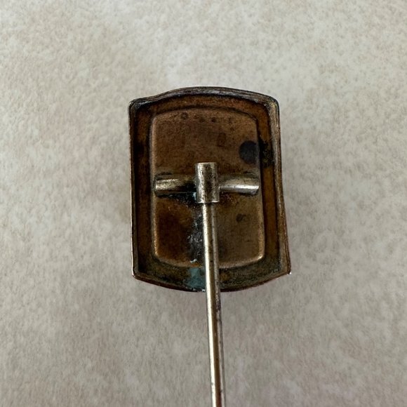 Antique Victorian 12kt rose gold filled left facing jet cameo jade stick pin - Picture 7 of 7